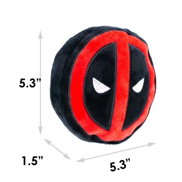 NWT Deadpool Emblem Plush Squeaker Round Dog Toy - Picture 3 of 6